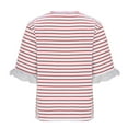 thumbnail image 5 of Women Striped Tops Ruffle Sleeve Casual Basic T Shirts Crewneck Short Sleeve Shirt Summer Outfits, 5 of 5