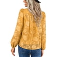 thumbnail image 3 of SAYOO Blusa de Manga Larga para Mujer, Blusa de Cuello Redondo con Botones en la Espalda con Patrón de Jacquard de Color Sólido, Tops de Calle de Ajuste Suelto SAYOO  Moda, 3 of 8