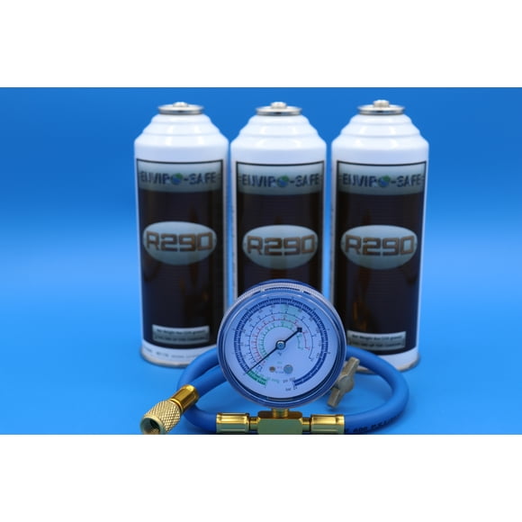 EnviroSafe R-290 Refrigerant Can & Gauge Kit 3 Pieces