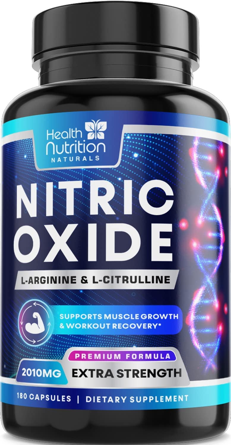Health Nutrition Nitric Oxide l-arginine - Extra Strength N.O. Supplement, 180 Capsules
