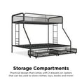 DHP Jaxon Twin/Full Bunk Bed with Storage Drawers, Black Metal