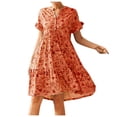 thumbnail image 2 of SMihono Robes Bohèmes d'Été pour Femmes Grande Taille Mode d'Été Robe Longue Ample Manches Courtes Col Rond Asymétrique Évasée à Étages Robe Longue de Plage, 2 of 6