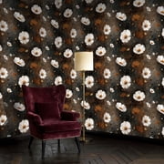 Boho Peel and Stick Wallpaper Whimsical Botanical Linework Flowers Soft Glow Artwork Wall Mural 17.7in x 9.8ft Self Adhesive Flower Contact Paper Botanical Decor for Bathroom Vinyl