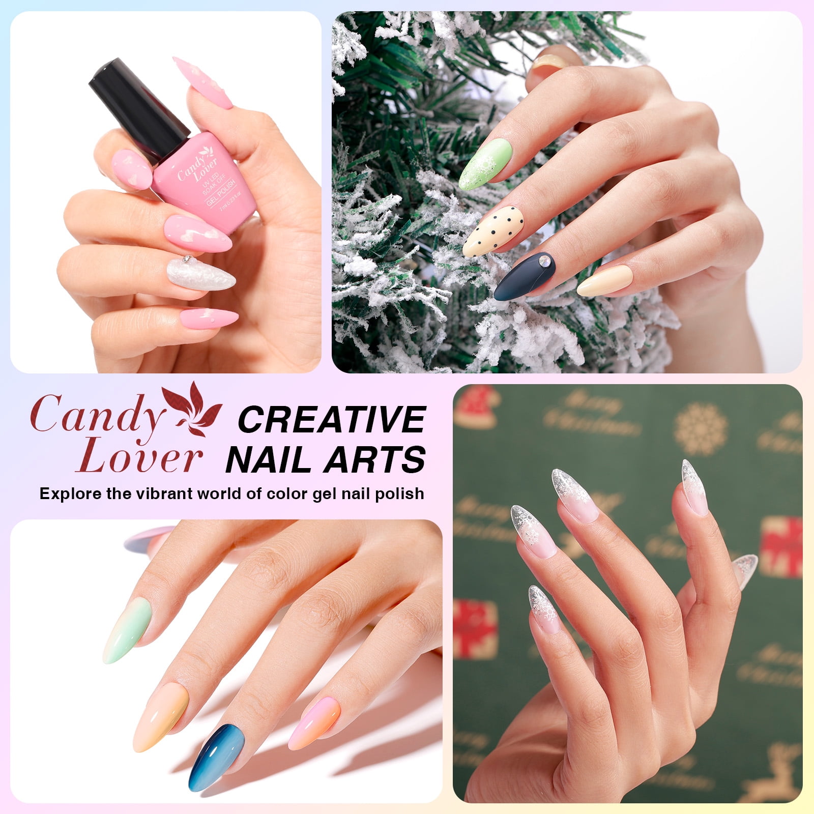 Candy Lover Gel Nail Polish Kit, 12 Colors Romantic Macaron Nail Gel Kit with Greeting Card & 72W UV Nail Lamp, Salon Quality Long-lasting Gel Polish Set, Gift for Girl Women DIY Manicure