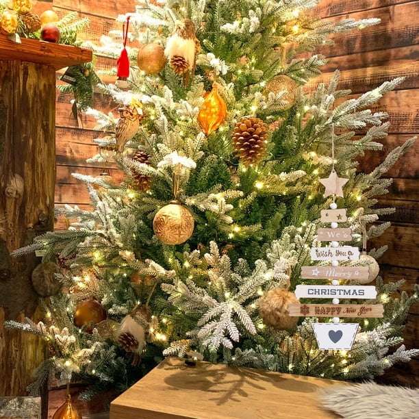 Colgante de Navidad de madera Fotografía decorativa Accs Accesorios de escena Regalos de bricolaje Adornos Colgante brillante Decoración de Navidad Beige Yotijar colgante colgante