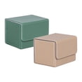 thumbnail image 1 of Cajas de cartas coleccionables Macarena 2 piezas organizador de tarjetero de cuero PU beige y verde, 1 of 8