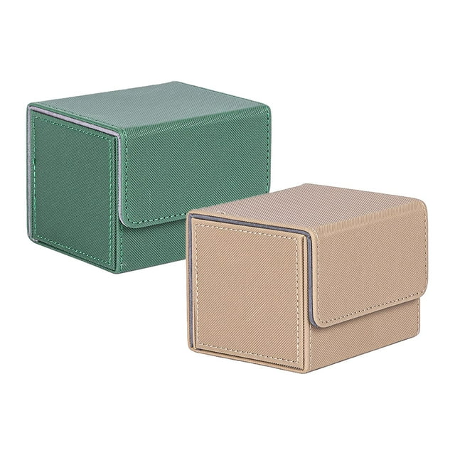 Cajas de cartas coleccionables Macarena 2 piezas organizador de tarjetero de cuero PU beige y verde