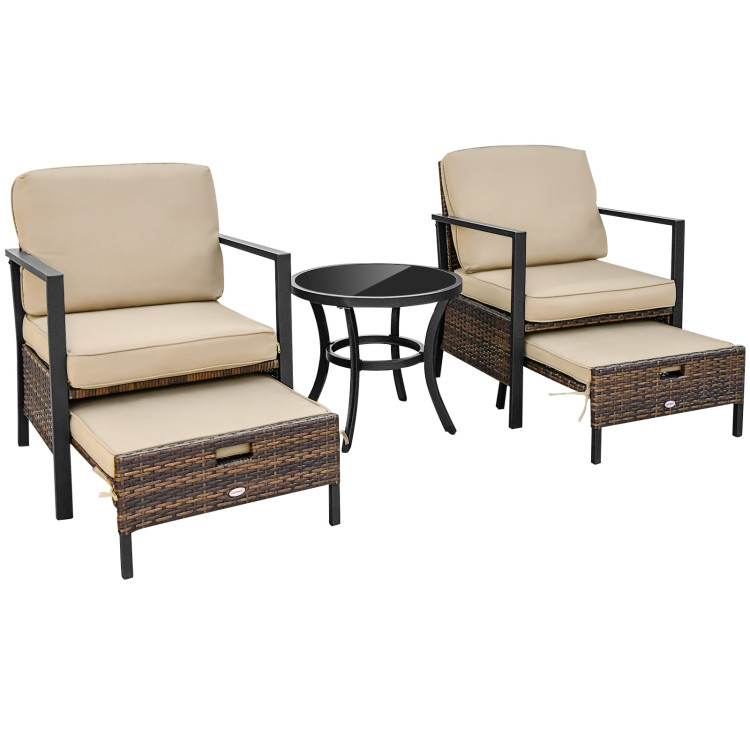 Aimee Lii 5 Pieces Patio Wicker Conversation Set, Outdoor Patio Sectional Furniture Set with Soft Cushions for Garden Yard