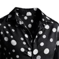 thumbnail image 5 of UTSJKR Men's Roll-Up Cuff Polka Dot Long Sleeve Button-Down Shirt, Slim Fit Casual Top, Daily Dating Street Outdoor Trendy Leisure Wear Black M, 5 of 5