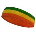 thumbnail image 2 of Couver Triple Color Striped Cotton Terry Sports Headband Sweatband Dark Orange Golden Yellow Green, 2 of 8