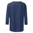 thumbnail image 5 of Womens Tops 3/4 Sleeve V-Neck Solid Color Pleated Casual Dressy Blouse Ladies Tunic Tops, 5 of 5