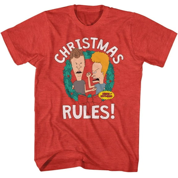 Beavis and Butt-Head Christmas Rules Red Heather T-Shirt
