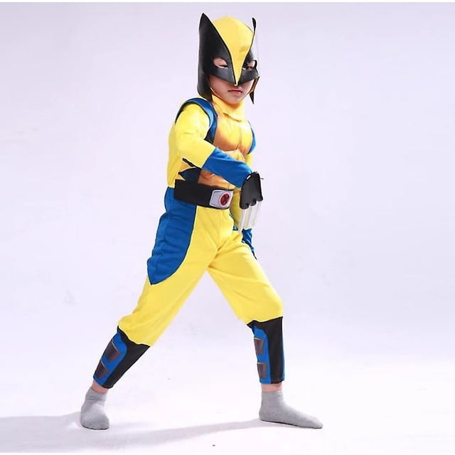 Disfraz de superhéroe para niños, disfraz de Halloween, ropa de Wolverine, disfraz de cosplay con división de siamés Afortunado Sencillez