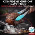 thumbnail image 3 of Kitchen Tongs with Silicone Tips Set of 3 Heat Resistant Tongs for Serving Food, 7-Inch, 9-Inch, 12-Inch Locking Silicone Tongs for Cooking, Salad Tong, Aqua Kitchen Utensils, 3 of 7