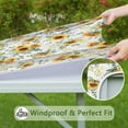 thumbnail image 6 of White Sunflower Green Leaf Pattern Square Fitted Tablecloth with Elastic Edge,Square Table Cover,Washable Elastic Table Cover for Home Kitchen Party Decor 36"x36", 6 of 6
