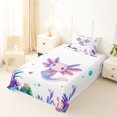 thumbnail image 5 of Manfei Cute Underwater Corals Twin Sheets,Watercolor Axolotl Bedding For Girls,Purple Pink,3 Pieces,1 Fitted Sheet and 1 Pillowcase, 5 of 7