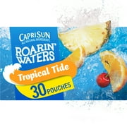 Capri Sun Roarin' Waters Tropical Tide Flavored Water Kids Drink Pouches, 30 Ct Box, 6 fl oz Pouches