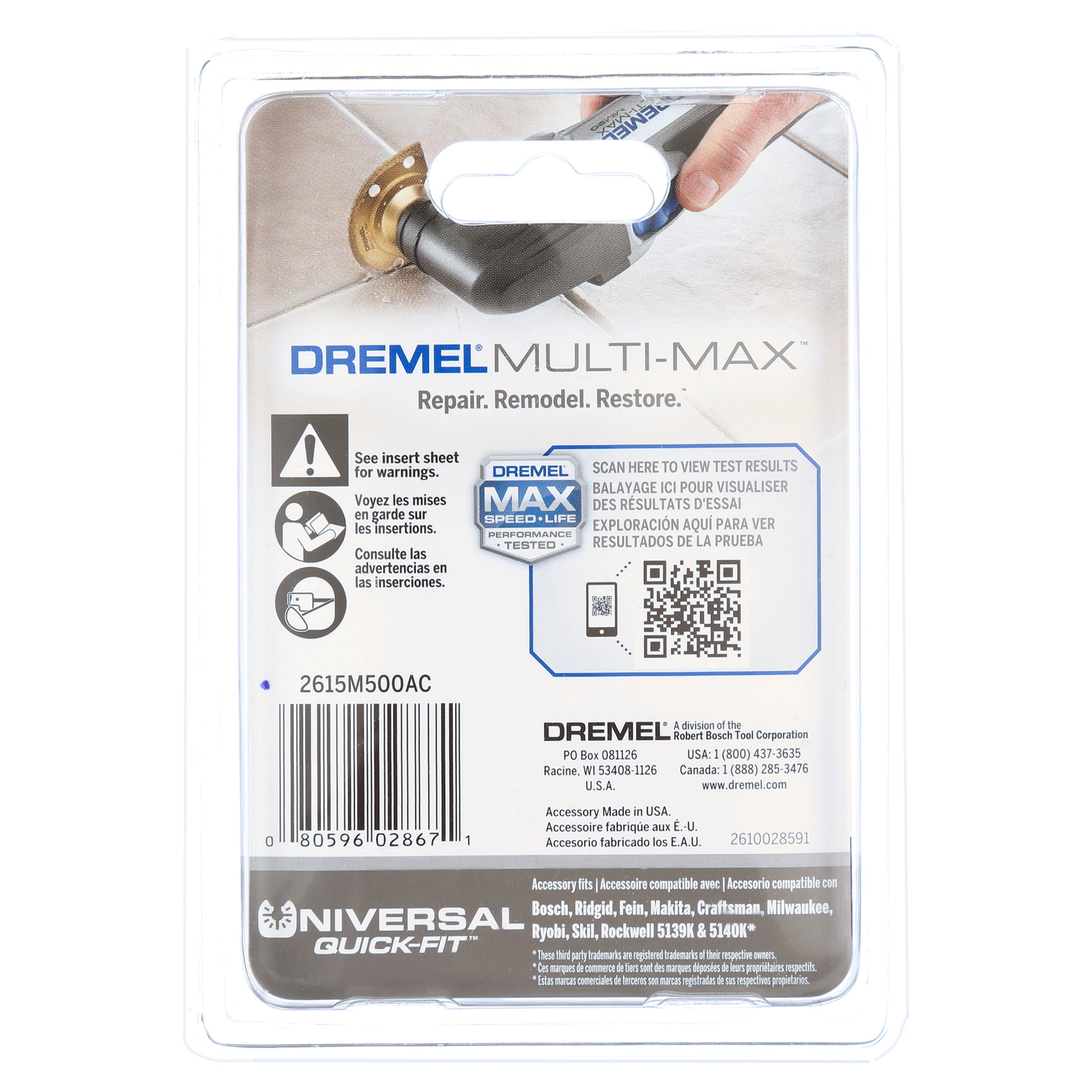 Dremel MM500 1/8" Grout Removal Oscillating Multi-tool Blade, Universal Quick Fit