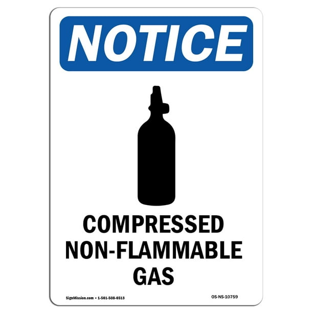 OSHA Notice Sign Compressed NonFlammable Gas Sign With Symbol 7" X 5" Decal Protect Your