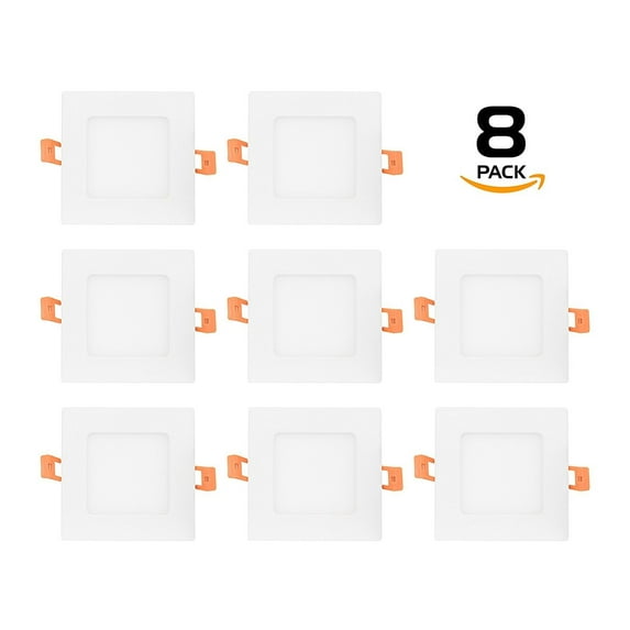 Westgate 9W 4 Inch Ultra Slim Square Shaped LED Retrofit Downlight, NO HOUSING REQUIRED Dimmable LED Recessed Light Fixture, Damp Location Rated, 5 Year Warranty (8 Pack, 4000K Neutral White)