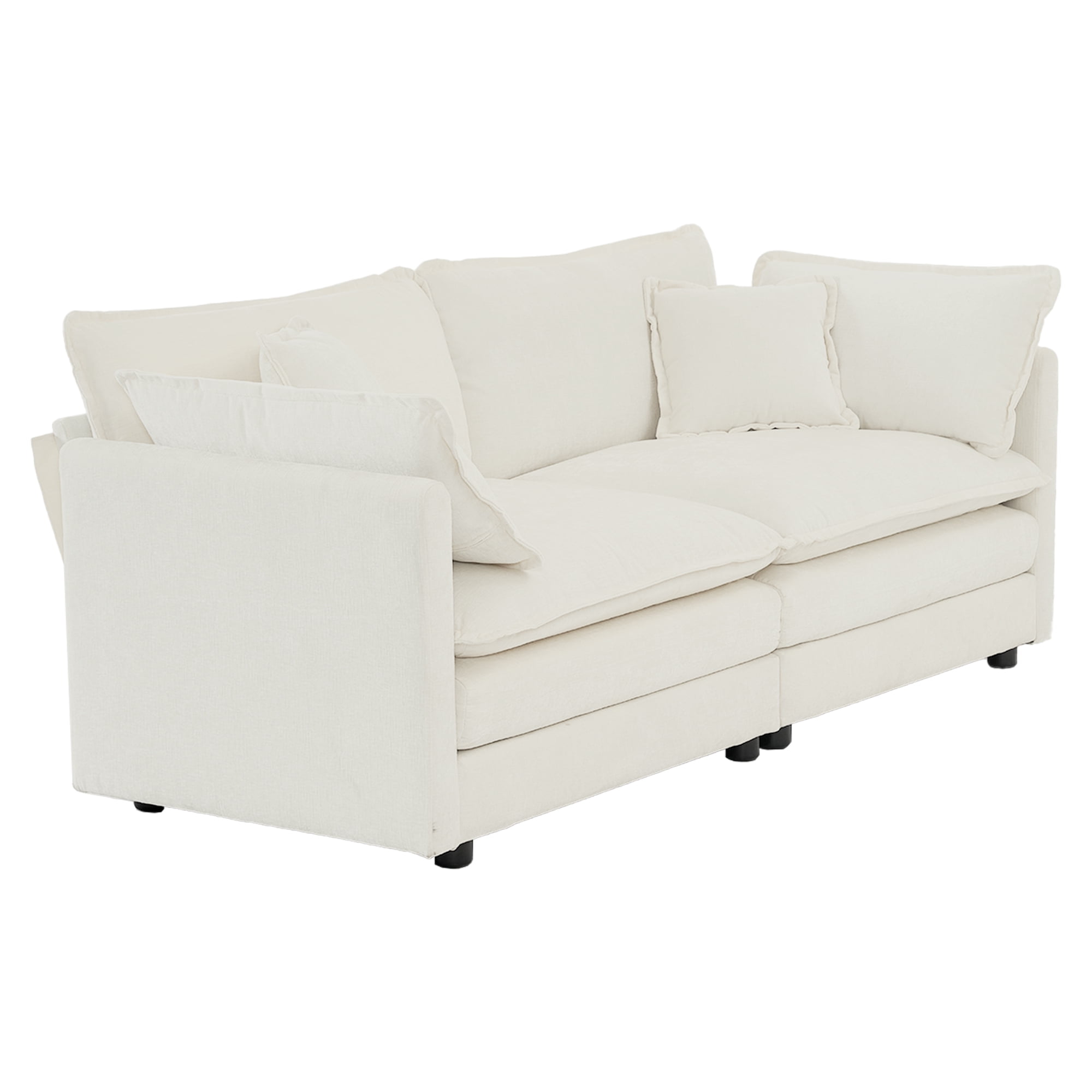 Newboti Furniture 2 - Piece Living Room Set, 2 Pieces Upholstered Loveseat And Couch For Home Office Lounge, Sofa Set Of 2, 2-Piece (2+2 Seat) Couch Set For Living Room, White Chenille 0055