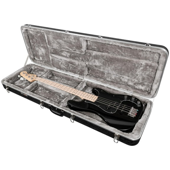 Gearlux Deluxe ABS Bass Guitar Case, Fits Fender Precision/Jazz Bass and More with Exterior Lock and Key, Interior Accessory Compartment, and Plush Interior Padding