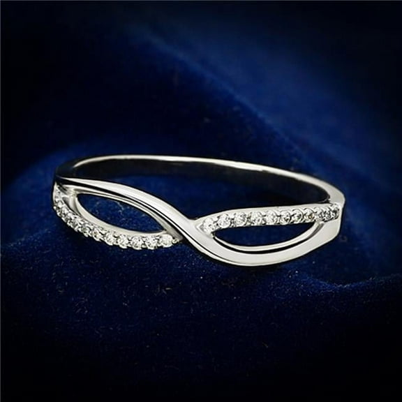 Alamode TS087-5 Women Rhodium 925 Sterling Silver Ring with AAA Grade CZ in Clear - Size 5