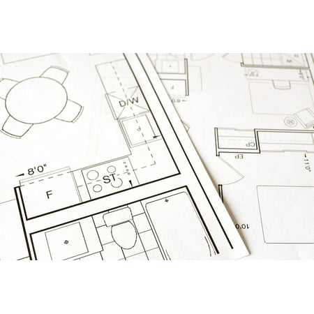 Canvas Print Home Construction Floor Plan Blueprint House Stretched Canvas 10 x