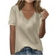 thumbnail image 1 of Camisas de Manga Larga Casual de las Mujeres Color Sólido Nuevo Cuello en V Tira Suelta Cepillada Camisa de Manga Corta, 1 of 6
