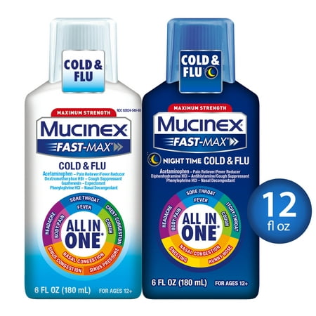 Mucinex Fast-Max Adult Day & Night Liquid, 12 Fl (Best Time Of Day To Take Zantac)