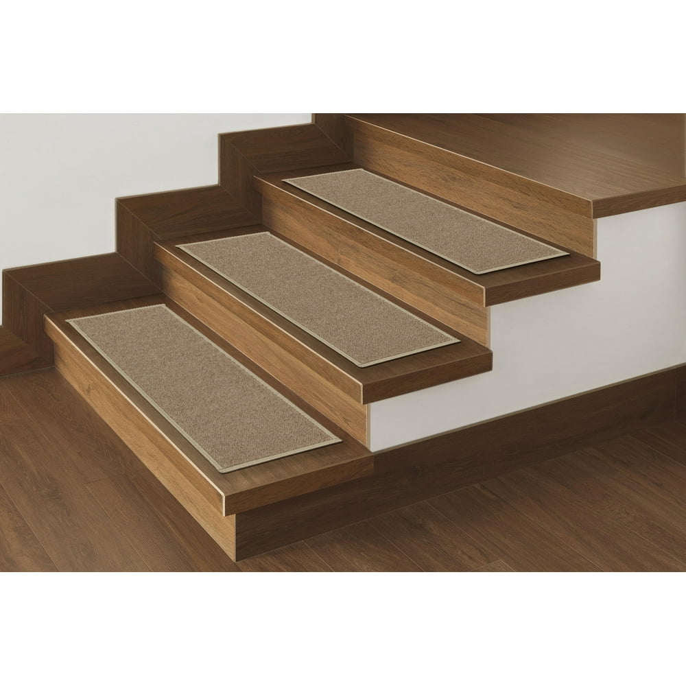 Ottomanson Non Slip Rubber Backing Stair Tread, Dark Beige, 8.5" X 26