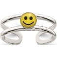 thumbnail image 1 of Sterling Silver Yellow & Black Enameled Smiley Toe Ring Made In Thailand qr826, 1 of 5