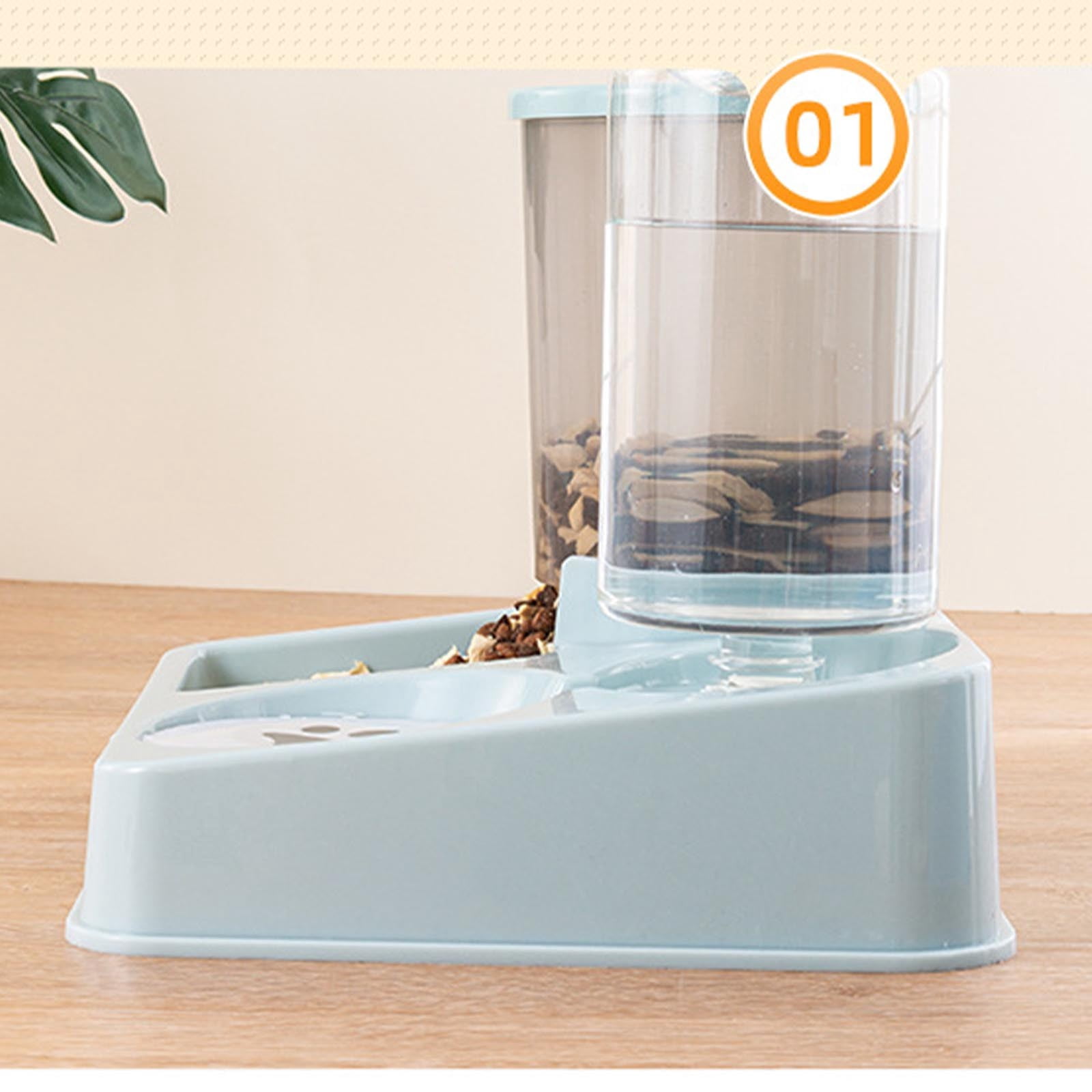 AUHomi Pet Feeder and Water Dispenser, Pet Automatic Waterer and Cat Feeder, Pets Food and Water Bowl, 2 in 1 Pet Feeding Station Self Feed (Pink, 1PC)