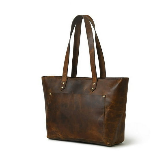MaheTri Genuine Leather Tote Bag For Women, Brown Shoulder Bag