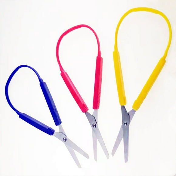 Poignée de Ciseaux de Sécurité Fournitures en Acier Inoxydable Papeterie Adaptative Accessoires de Ciseaux Bricolage Outil d'Artisanat Cisaille à Papier Étudiants Jaune
