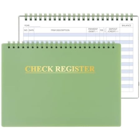 Checkbook Register, Check Registers for Personal Checkbook, Financial Ledger, Checking Book Register for Debit Card & Personal Bank Checks Order Online - Wide Edition, 8.4" x 6.1" (Green)