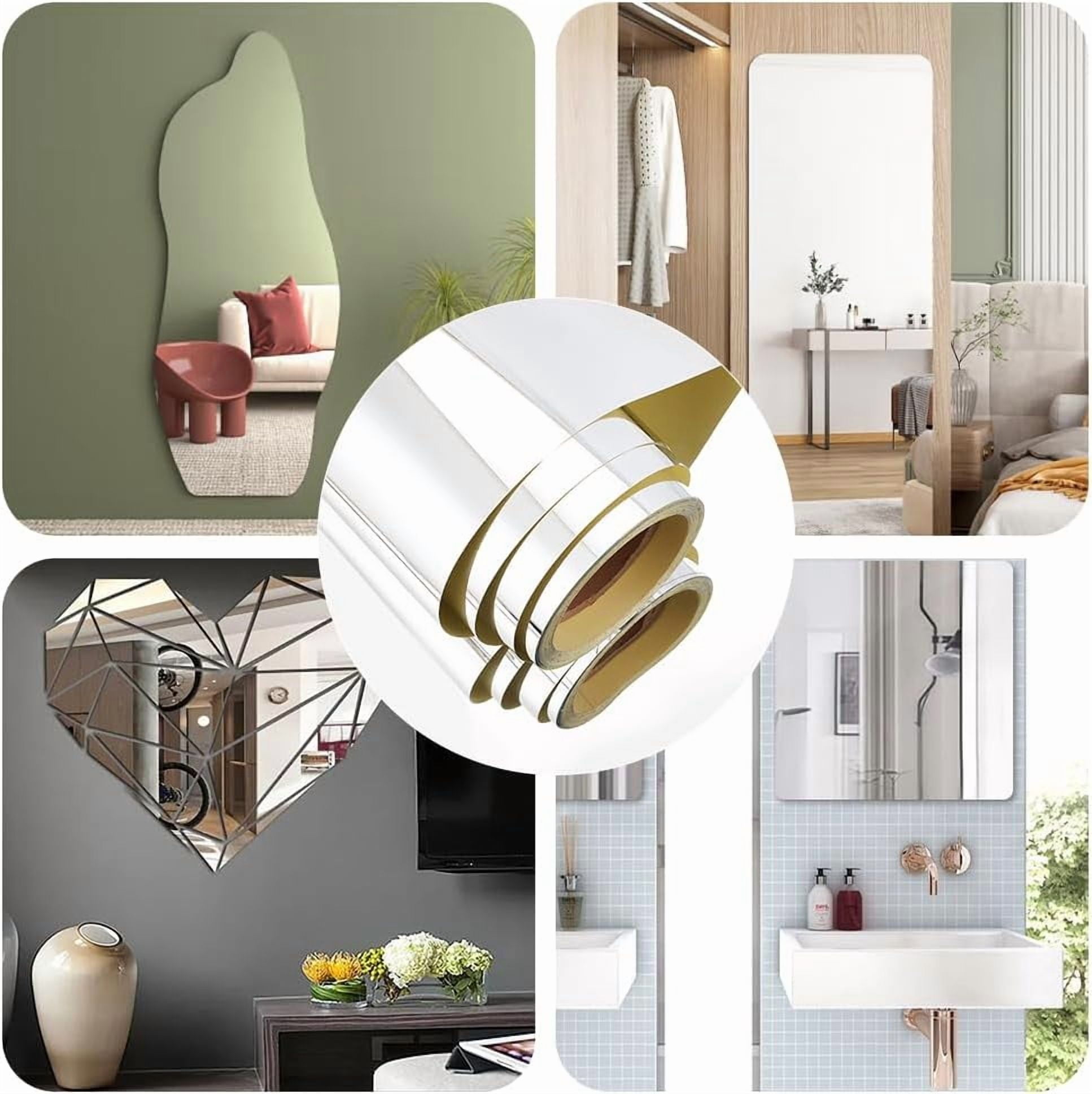 590x12 Inch Mirror Sticker Self Adhesive Mirror Wall Sticker Flexible Mirror Sheets Flexible Mirror Stickers PET Mirror Reflective Wall Sticker DIY