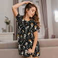 thumbnail image 3 of Vsdgher Chemise de Nuit à Manches Courtes pour Femmes avec Motif de Squelette Dansant, Col Rond, Mignonne, Volants, Confortable, 3 of 6