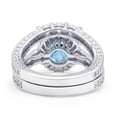 thumbnail image 3 of Blue Apple Jewelry Co.Halo Bridal Set Piece Round Women Wedding Ring Aquamarine 925 Sterling Silver, 3 of 4