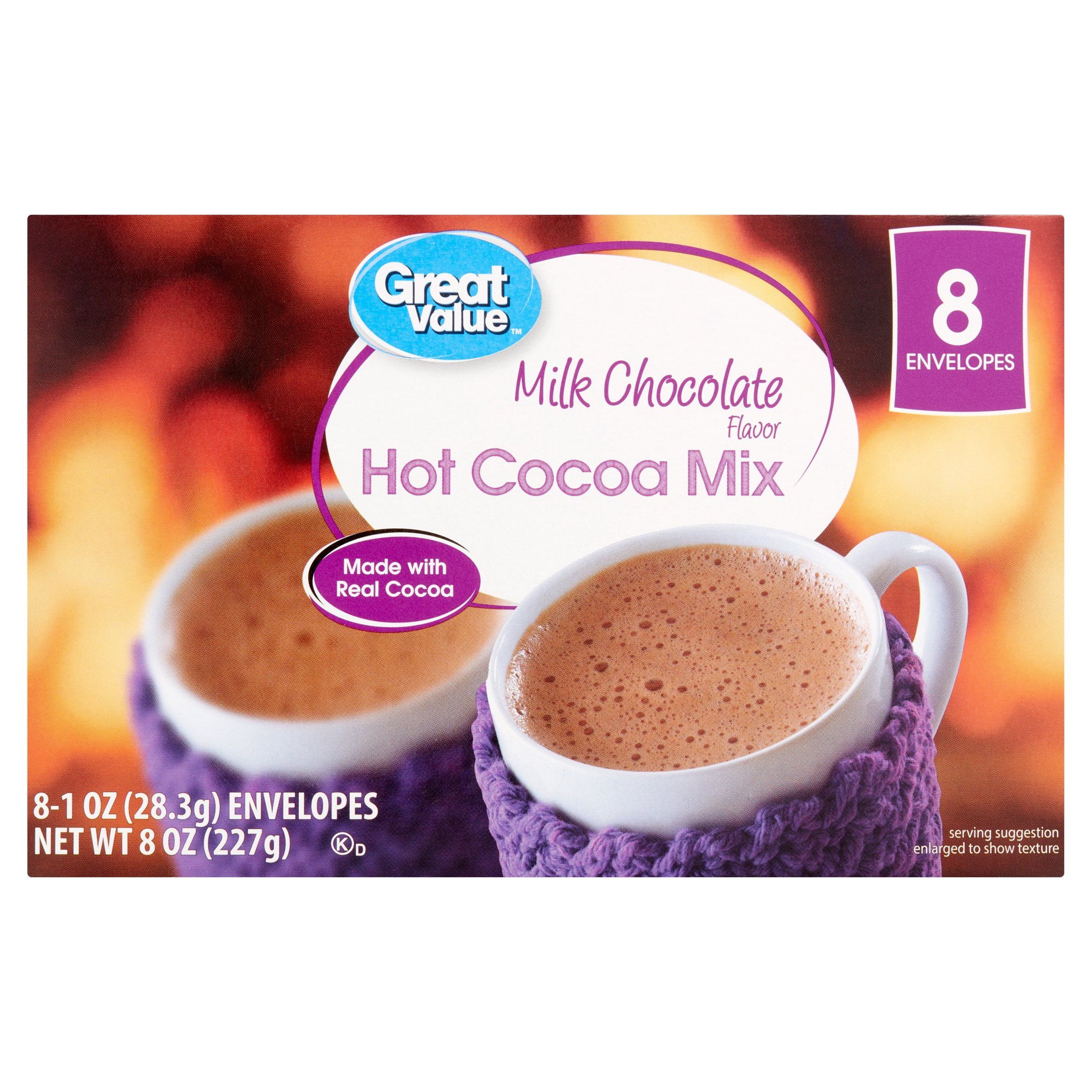 Great Value Milk Chocolate Flavor Hot Cocoa Mix Envelopes 8 x 1 oz (8 oz) by Wal-Mart Stores, Inc.