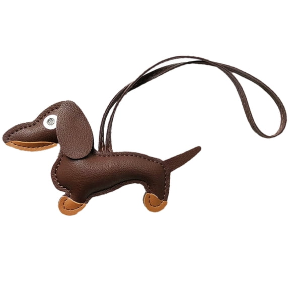 Sinyiin Mini Dachshund Dog Keychain Cute PU Leather Animals Keyring Hanging Ornament Backpack Handbag Charm Gift for Men Women