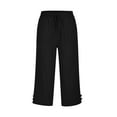 thumbnail image 4 of FAIWAD Capri Pants for Women Elastic High Waist Cropped Trousers with Pockets Loose Casual Drawstring Joggers Pants S, 4 of 6