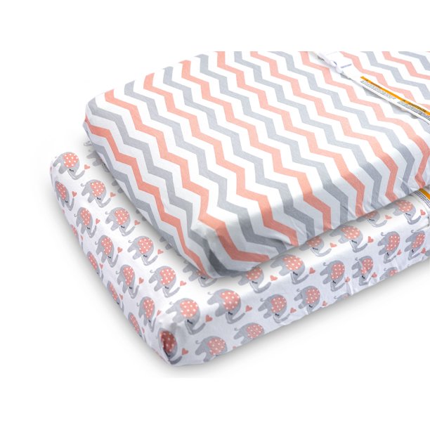 Changing Pad Cover Sheets Set, 2 Pack, Universal Fitted Changing Table