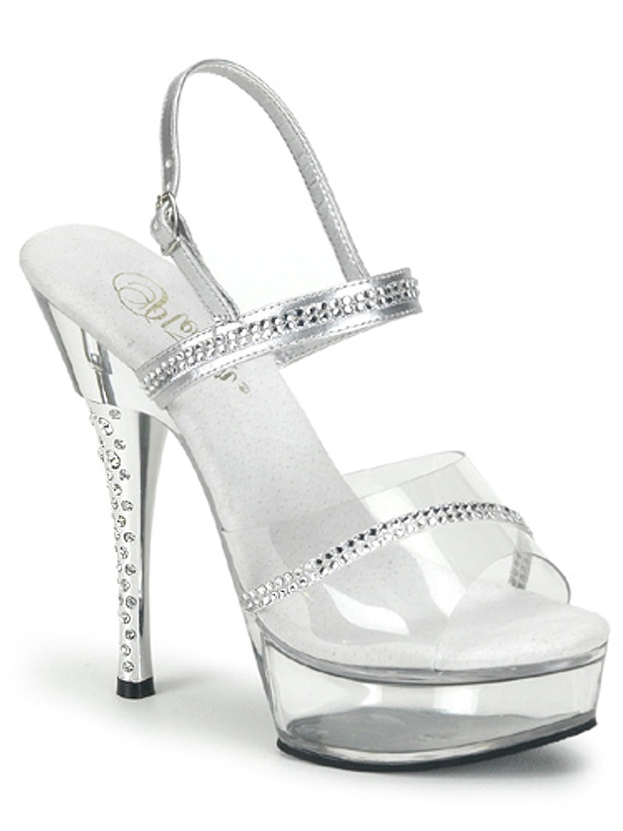 6 Inch Heel Sexy High Heel Shoes Slingback Clear Rhinestone Straps Open Toe 6 Inch Heel Sexy High Heel Shoes Slingback Clear Rhinestone Straps Open Toe