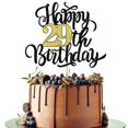 thumbnail image 1 of Cake topper Leetaivie 29.º cumpleaños negro y dorado con brillo, 1 of 6