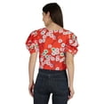 thumbnail image 4 of Moomaya Elegant Round Neck Top For Womens Casual Balloon Sleeves Printed Summer Crop Top, 4 of 7