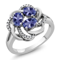 Gem Stone King 925 Sterling Silver Blue Tanzanite Ring for Women (1.72 Cttw, Oval 6X4MM, Gemstone December Birthstone, Available in Size 5, 6, 7, 8, 9)
