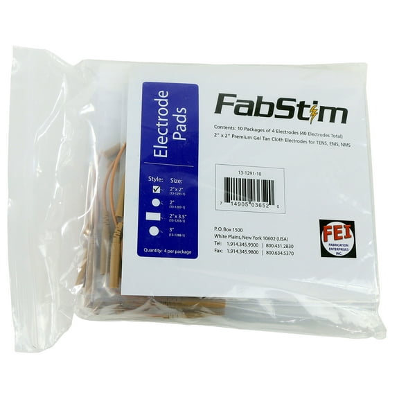 FabStim electrodes, square 2" (5.1 cm), 40/bag (10 sheets of 4)
