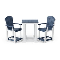 Wildridge Heritage 3-Piece Patio Counter Set, Patriot Blue and White - Outdoor Weather Resistant Recycled Plastic Furniture for Patio