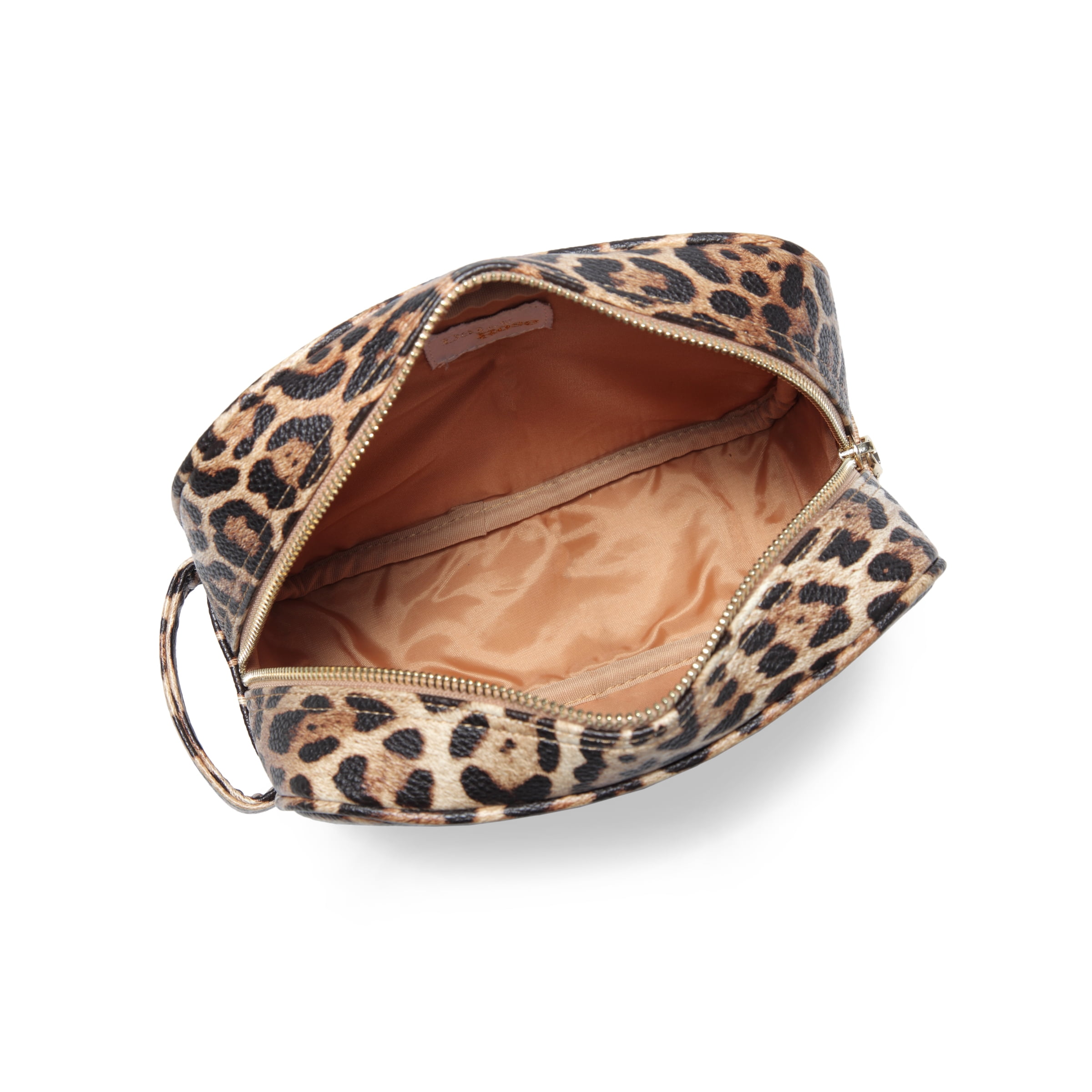 Daisy Rose Cosmetic Toiletry Bag PU Vegan Leather Travel Bag for Women - Leopard